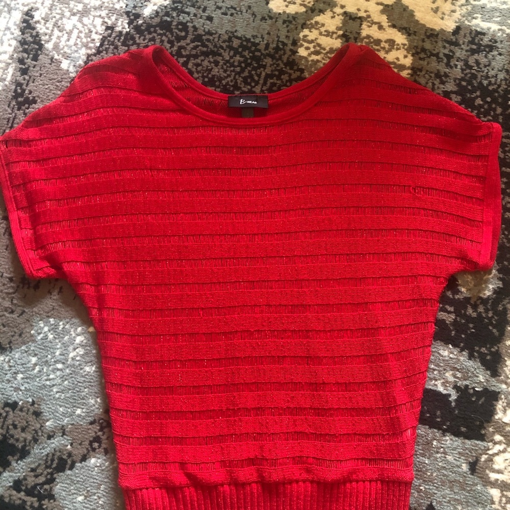 Red knit top